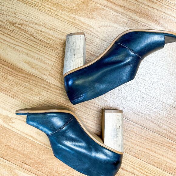 1.State Amble D'Orsay Style Open Toe Wooden Block Heel Leather Open Toe Pump - Picture 5 of 8